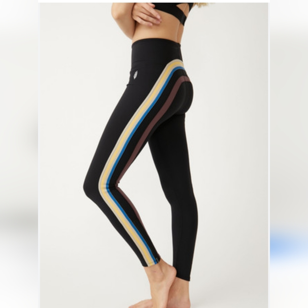 Nwot Free People Run Racer Legging Extra Small Black Rainbow Stripe